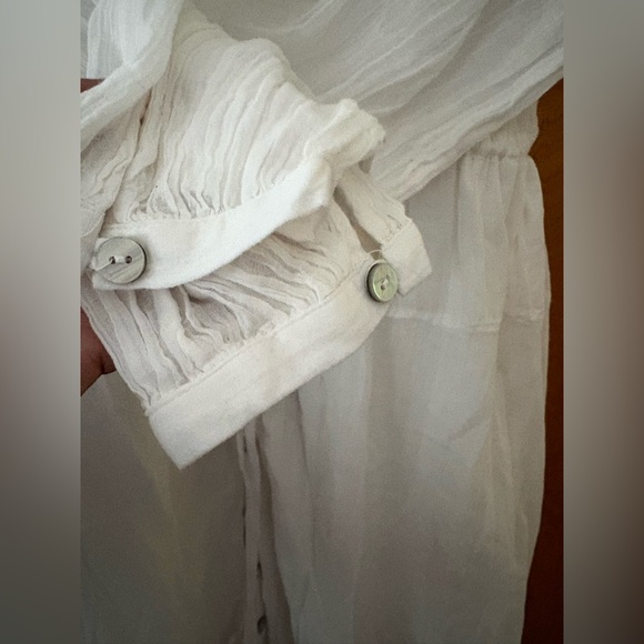 Free People Free-est Sea La Vie Elegant White Button-Down Maxi Dress L - Picture 6 of 13